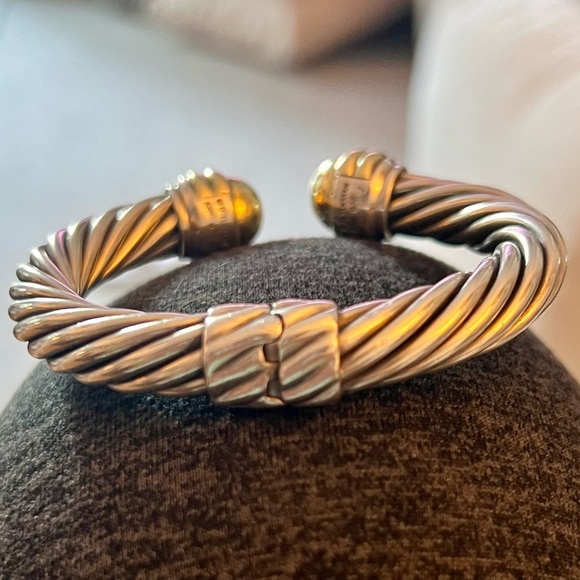 David Yurman 10mm Cable Cuff with 14K Gold Domes - Picture 4 of 15